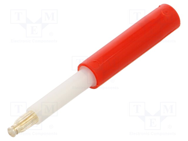 Plug; 2mm banana; 25A; 30VAC; 60VDC; red; silver plated; 47mm