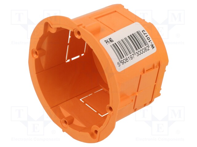 Enclosure: back box; Ø: 60mm; Z: 45mm; plaster embedded; orange