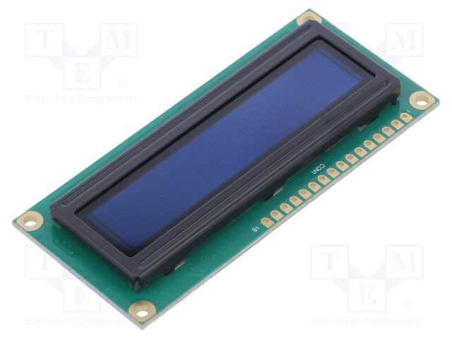 Display: OLED; alphanumeric; 16x1; Dim: 80x36x6.4mm; yellow; PIN: 16