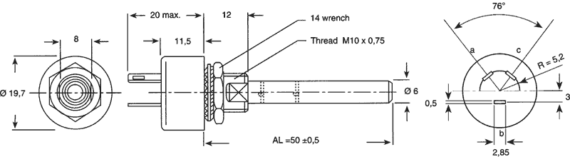Potentiometer: shaft; single turn; 2.2kΩ; 3W; ±20%; 6mm; linear