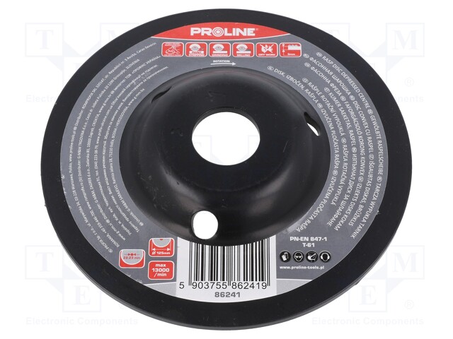 Grinding wheel; 125mm; prominent,with rasp