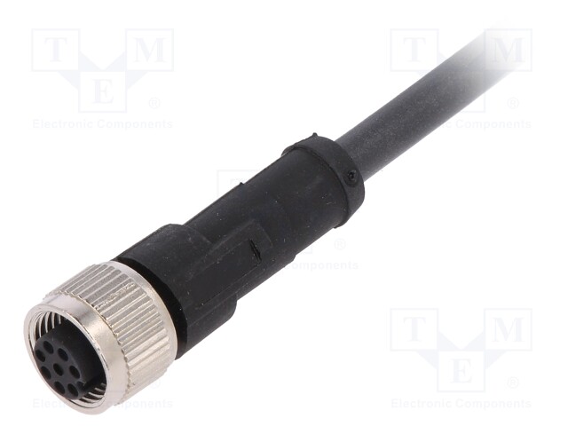 Connection lead; M12; PIN: 8; straight; 2m; plug; 30VAC; 4A; -25÷80°C