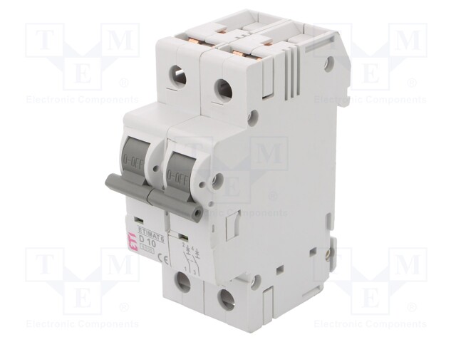 Circuit breaker; 230/400VAC; Inom: 10A; Poles: 2; DIN; Charact: D