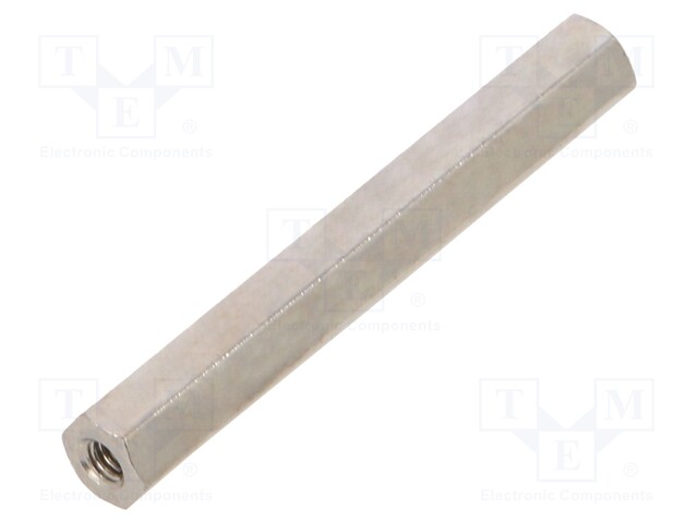 Screwed spacer sleeve; Int.thread: M2; 30mm; hexagonal; brass