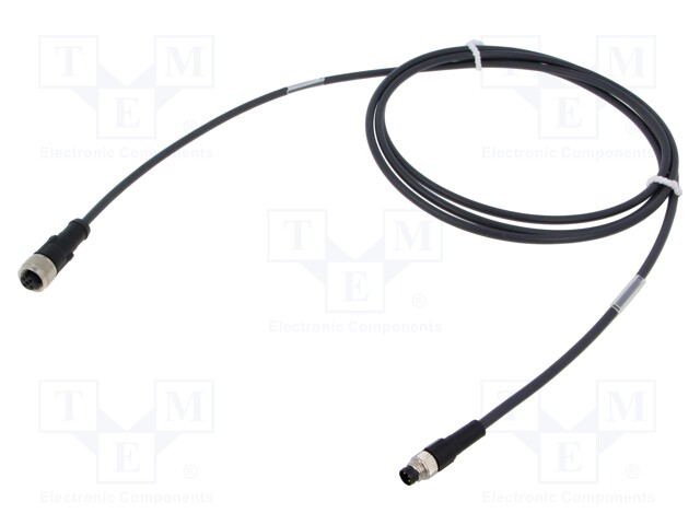 Connection lead; M12,M8; PIN: 3; 2m; plug; 60VAC; 4A; -25÷80°C; 60VDC