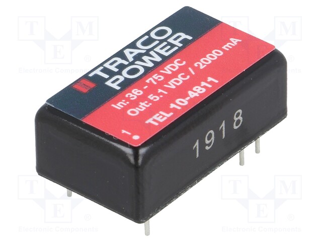 Converter: DC/DC; 10W; Uin: 36÷75V; Uout: 5.1VDC; Iout: 2000mA; DIP16