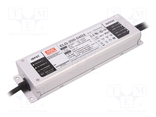 Power supply: switched-mode; LED; 200.88W; 54VDC; 3.72A; IP67; 93%