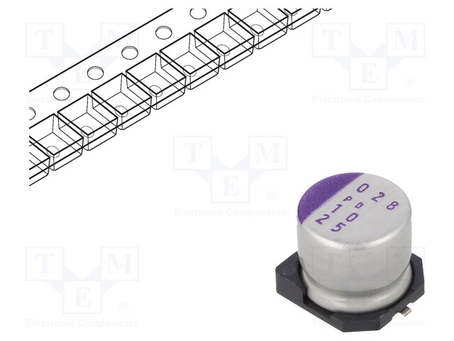 Polymer Aluminium Electrolytic Capacitor, 10 µF, 25 V, Radial Can - SMD, OS-CON SVPD Series