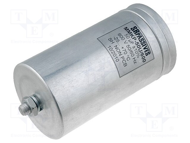 Capacitor: polypropylene; 50uF; ±10%; UPS; Ø80x140mm; 1200VDC