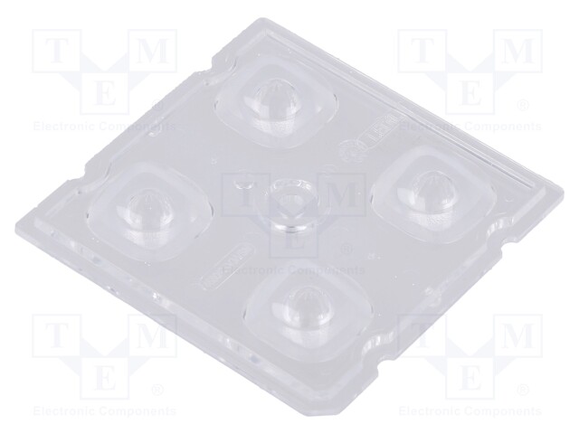 LED lens; square; transparent; H: 6.1mm; Outside dim: 50x50mm