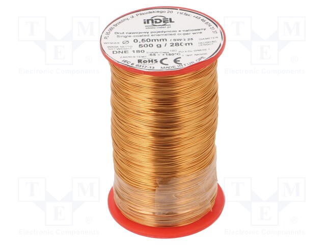 Coil wire; single coated enamelled; 0.5mm; 500g; -65÷180°C