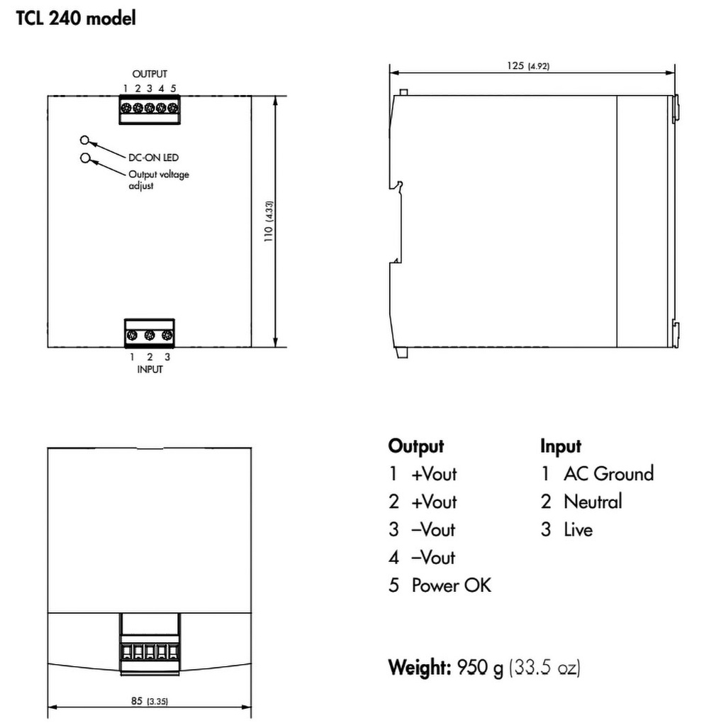 Power supply: switched-mode; for DIN rail; 240W; 24VDC; 10A; IP20