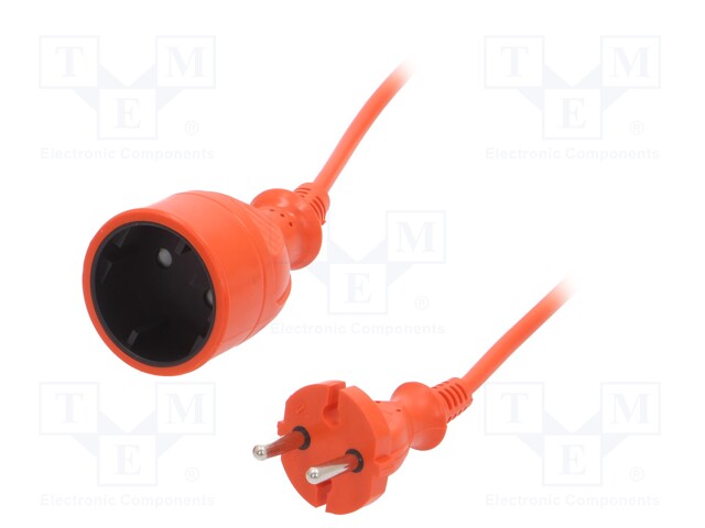 Extension lead; Sockets: 1; PVC; orange; 2x1mm2; 20m; 10A