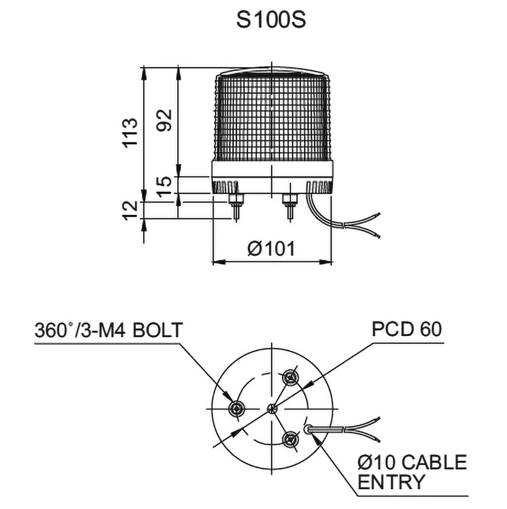 Signaller: lighting; flashing light; blue; Series: S100; 24VDC