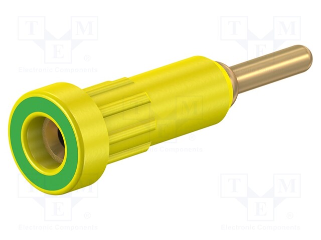 Socket; 2mm banana; 10A; Overall len: 24.5mm; yellow-green; 60VDC