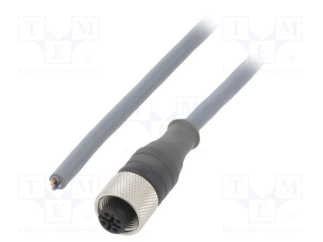 Connection lead; M12; PIN: 4; straight; 1m; plug; 250VAC; 2.2A; IP67