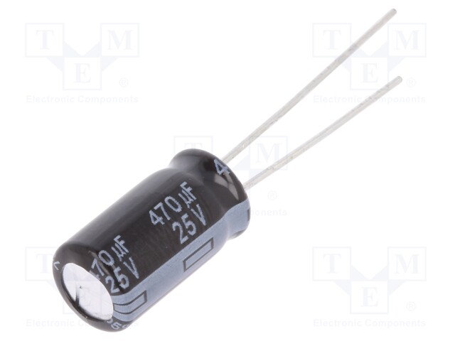 Capacitor: electrolytic; low impedance; THT; 470uF; 25VDC; Ø8x15mm