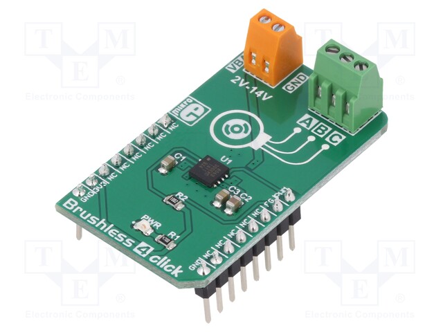 Click board; brushless motor driver; GPIO; MCP8063; 3.3VDC