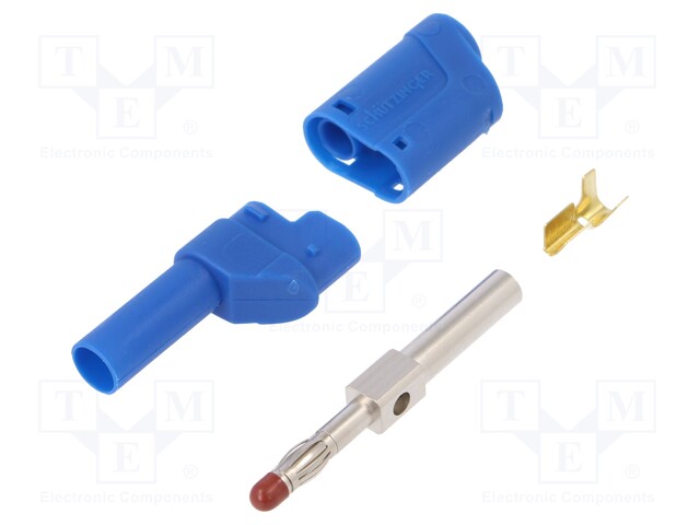 Plug; 4mm banana; 32A; 1kVDC; blue; Max.wire diam: 2.5mm