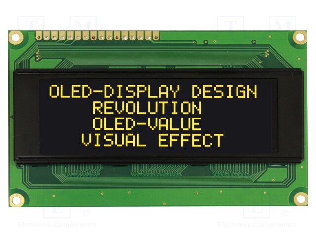 Display: OLED; alphanumeric; 20x4; Dim: 98x60x10mm; yellow; PIN: 16