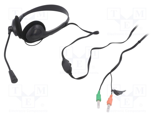 Headphones with microphone; black; Jack 3,5mm; 20÷20000Hz; 32Ω