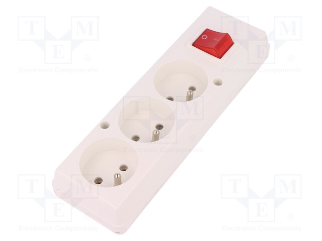 Connector: AC supply; splitter; Layout: 2P+PE; white; 250VAC; 16A