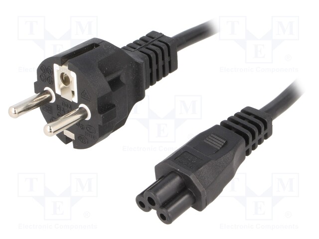 Cable; CEE 7/7 (E/F) plug,IEC C5 female; 1.5m; black; PVC; 2.5A