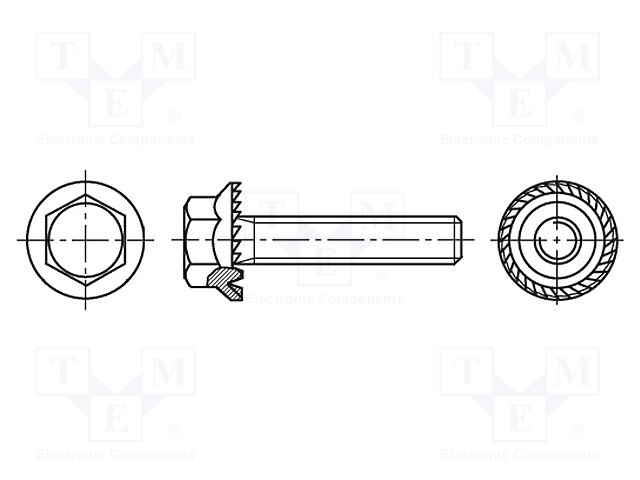 Screw; with flange; M8x16; Head: hexagonal; none; steel