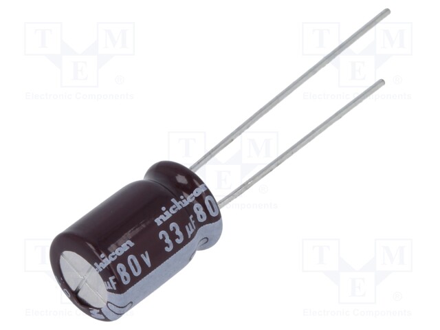 Capacitor: electrolytic; low impedance; THT; 33uF; 80VDC; ±20%