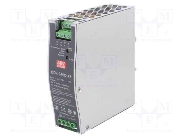 Power supply: DC/DC; 240W; 48VDC; 5A; 67.2÷154VDC; Mounting: DIN