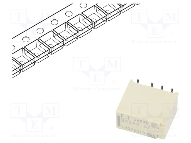 Relay: electromagnetic; DPDT; Ucoil: 4.5VDC; 0.3A/125VAC; 1A/30VDC