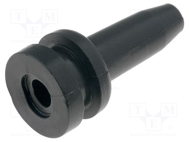 Strain relief; Ømount.hole: 9.5mm; Øhole: 3mm; PVC; black; L: 28.5mm