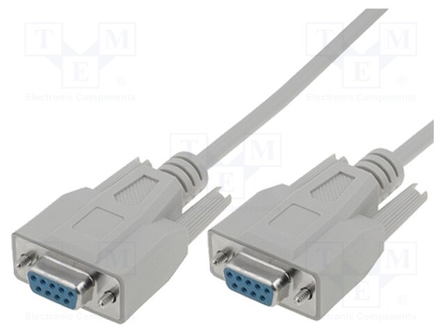 Cable; D-Sub 9pin socket,both sides; 2m; grey; shielded