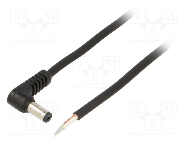 Cable; wires,DC 5,5/2,1 plug; angled; 0.75mm2; black; 1.5m