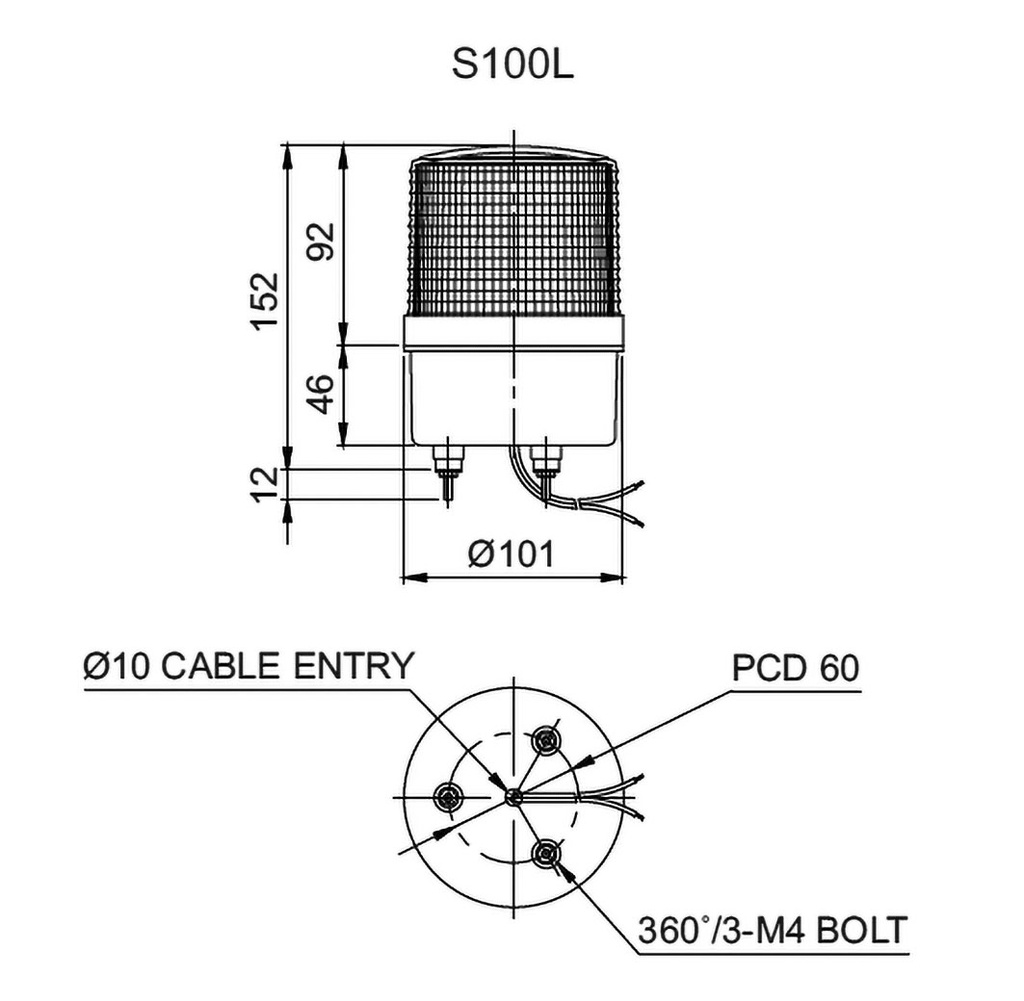 Signaller: lighting; continuous light,blinking light; red; 12VDC