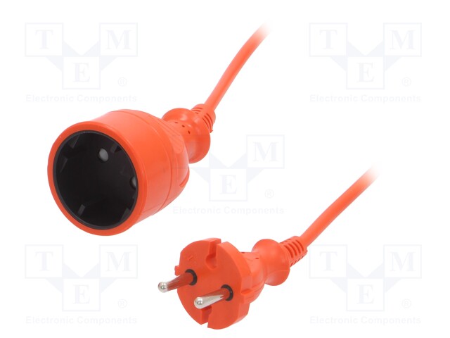 Extension lead; Sockets: 1; PVC; orange; 2x1mm2; 15m; 10A