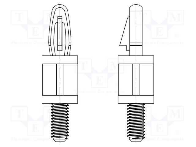 PCB distance; polyamide 66; L: 6.4mm; screwed rod,snap fastener