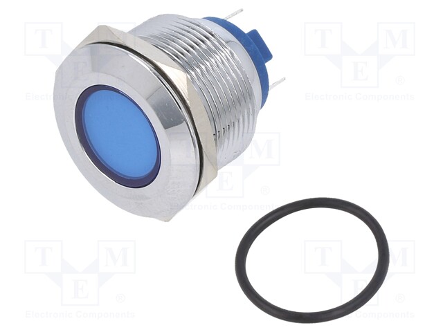 Indicator: LED; flat; 24VDC; 24VAC; Cutout: Ø22mm; brass