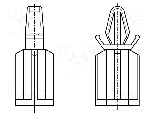 PCB distance; L: 19.1mm; Plate mount.hole dia: 4mm; natural