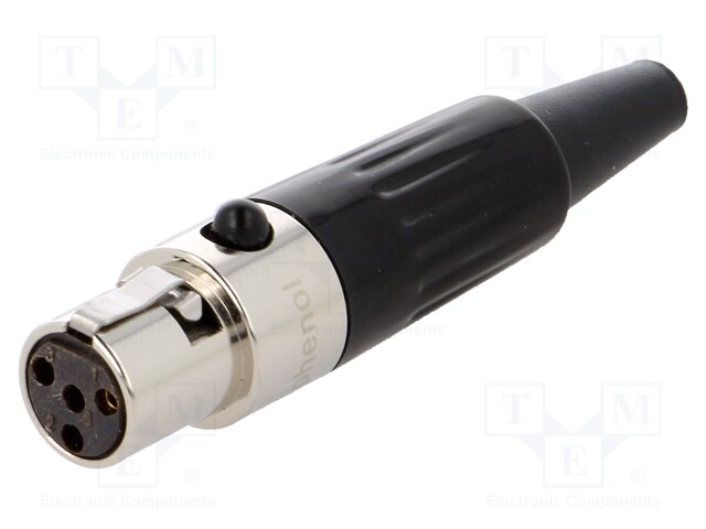 Plug; XLR mini; female; PIN: 4; for cable; soldering; 5A; 0.5mm2