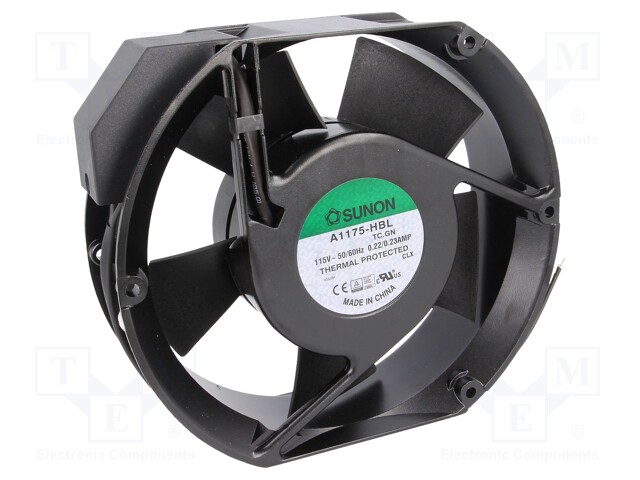 Fan: AC; axial; 115VAC; 171x151x51mm; 345.1(±10%)m3/h; 51dBA; 18AWG