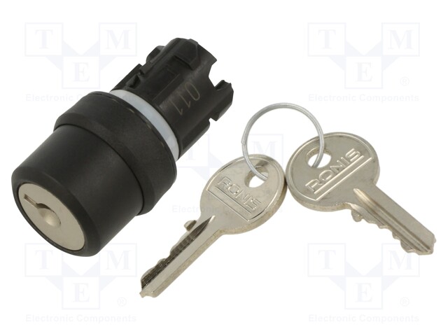 Actuator, Key Operated Switch, 22 mm, Round, Plastic, Key Removal O