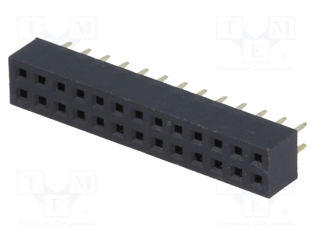 Socket; pin strips; female; PIN: 26; straight; 2mm; THT; 2x13