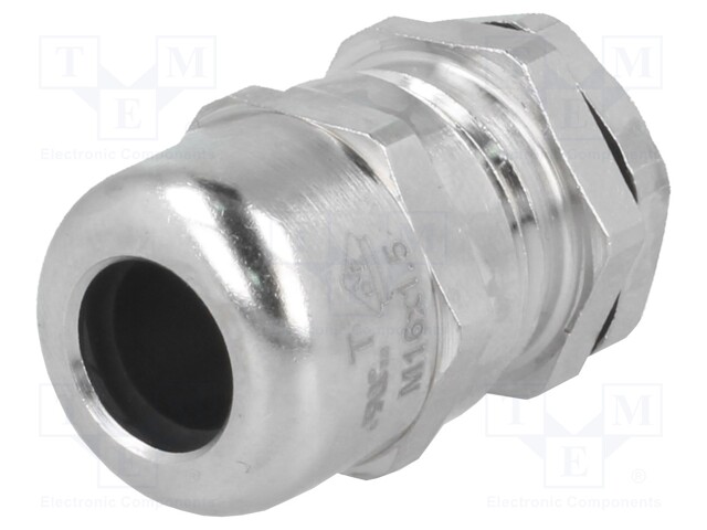 Cable gland; M16; IP68; Mat: brass; Body plating: nickel