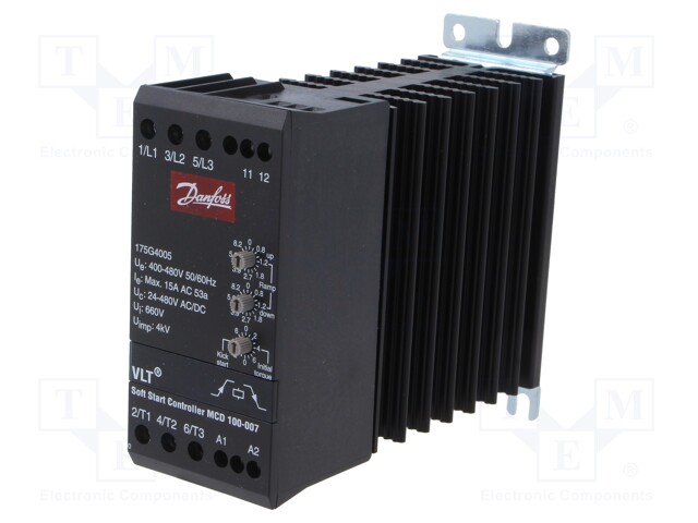 Module: soft-start; Usup: 208÷240VAC; DIN; 24÷230VDC; 7.5kW; 15A