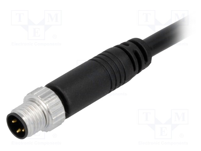 Connector: M8; 5m; male; PIN: 3; straight; plug; 3A; 60V; IP67