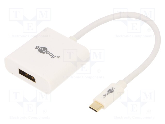 Adapter; USB 3.0; DisplayPort socket; 0.2m; white