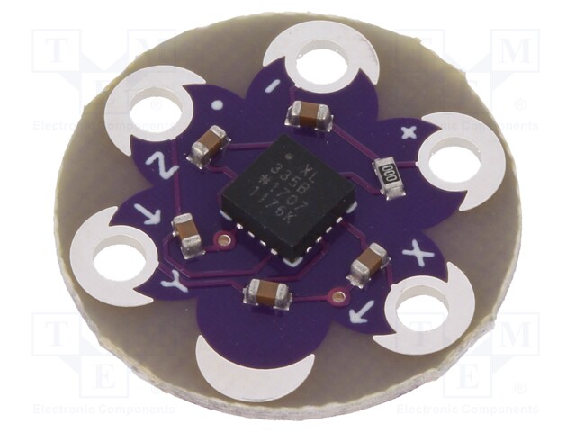 Sensor: accelerometer; analog; ADXL335; LilyPad; metalic holes