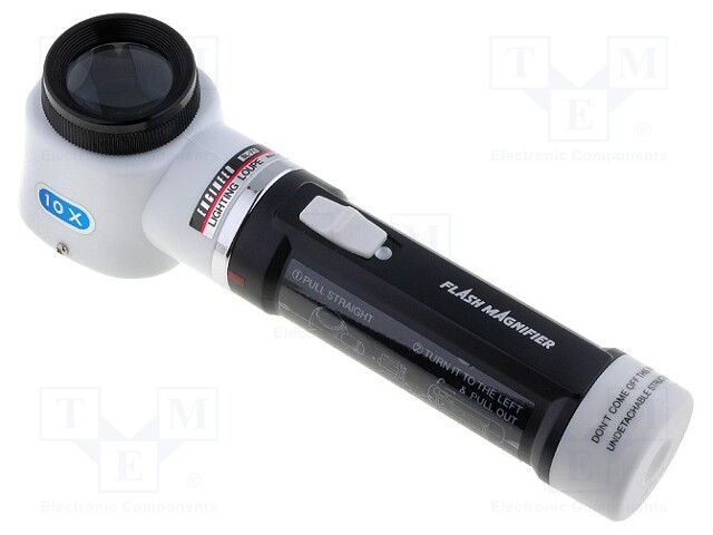 Hand magnifier; Mag: x10; Lens diam: 30mm; Illumin: LED