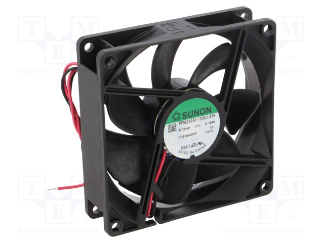 Fan: DC; axial; 24VDC; 92x92x25mm; 128m3/h; 46.1dBA; ball bearing